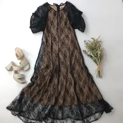 leja レジャ パフスリーブウエストリボンレースワンピースドレス ワンピース (47Y＋9627)26N☆