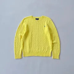 【希少XL】ポロ ラルフローレン ケーブルコットンニット イエロー ボーイズXL M相当
