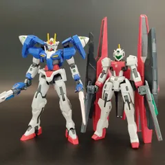 【未検品/ジャンク】 HG 1/144 ダブルオーガンダム＋HG 1/144 GNアーチャー（ガンアーチャー）バンダイ ガンダム 完成品 組立済み Gunpla 2003