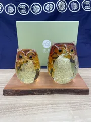 津軽びいどろ　親子ふくろう