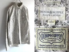 DENIM&SUPPLY RALPH LAUREN デニム&サプライ ラルフローレン ロゴワッペン 猫目ボタン マチ付 花柄 フラワー柄 コットン ワークシャツ S