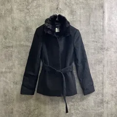 【U-139】INDIVIアンゴラ混ウールPコート36S赤ショート丈防寒レディース秋冬通勤