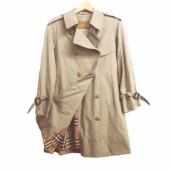 保管品 バーバリーズ burberrys トレンチコート 90S インナー付 ライナー C-TK83 ベージュ系 ダブルボタン コットン 7AR Sサイズ エポレット付き コート レディース E646L