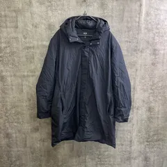 【Y-199】UNIQLO ユニクロ 4XL ブラックダウンコート フード付き 超ビッグサイズ 防寒 大きいサイズ