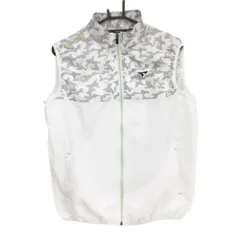 【美品】ツアーステージ アウターベスト 白×グレー 胸上総柄 メッシュ裏地  メンズ LL ゴルフウェア TOURSTAGE