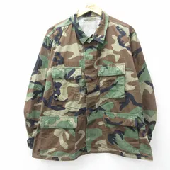 XL/古着 長袖 ミリタリー ジャケット メンズ 90年代 90s コンバット リップストップ ウッドランドカモ USA製 緑他 迷彩 26jan10