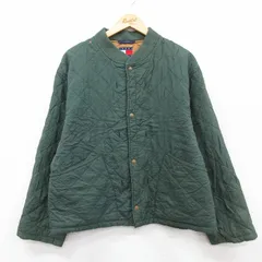 L/古着 トミーヒルフィガー 長袖 ブランド ナイロン キルティング ジャケット メンズ 90年代 90s 緑 内側フリース【spe】 26jan10