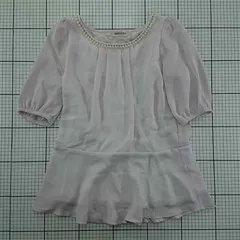 ◇ Θ ミッシュマッシュ MISCH MASCH パール装飾シフォンブラウス ラベンダー系 M レディース E  【1602040011658】