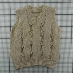◇ Θ アンドサーチ AA5086 ケーブル編みベスト ベージュ系 M レディース E  【1602040011771】