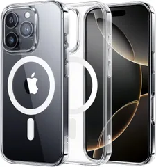 5to106  NIMASO iPhone 16 Pro 用 ケース MagSafe対応 黄変防止 マグネット搭載 マグセーフ対応 耐衝撃 米軍MIL規格 SGS認証 PC背面 いPhone 16 Pro対応 傷つけ防止 薄型 ワイヤレス充電対応 ストラップホ