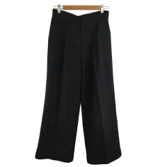 アーバンリサーチ ドアーズ URBAN RESEARCH DOORS パンツ ワイド ロング タック ストライプ センタープレス 38 グレー 黒 ブラック