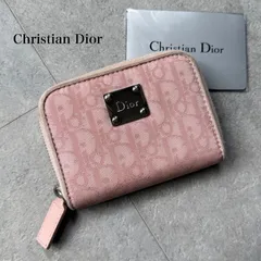 Christian Dior クリスチャンディオール プレート コインケース ラウンドファスナー ピンク シルバー トロッター コンパクトウォレット　a12