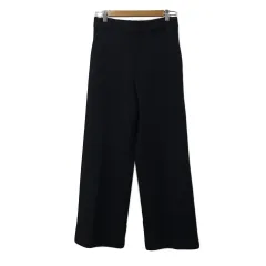 ビス ViS パンツ ワイド ロング ウエストゴム 無地 M 紺 黒 ネイビー ブラック