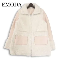 EMODA エモダ 秋冬 フェイク ムートン★ ボア 切替 ブルゾン ジャケット ジップアップ Sz.F レディースのサムネイル