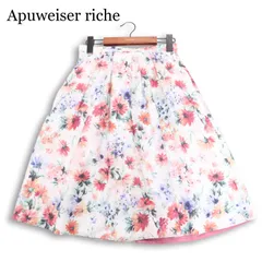 Apuweiser riche アプワイザー リッシェ 通年★ 花柄 リバーシブル フレア ギャザー スカート Sz.2 レディース