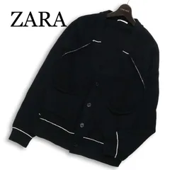 ZARA ザラ マン 現行タグ★ 通年 コットン ニット カーディガン Sz.XL メンズ 黒 大きいサイズ