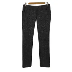 ロートレアモン LAUTREAMONT パンツ テーパード クロップド ストレッチ ナイロン ミックス 総柄 40 グレー