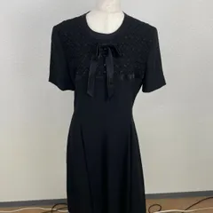 LUNESOIR ブラックフォーマル ワンピース 11AR 半袖 レース リボン 礼服　20250930-0011