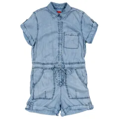 GAP ギャップ 半袖 デニム ロンパース オールインワン ライトブルー Sサイズ