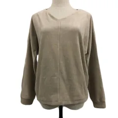 ニコアンド Niko and.. カットソー プルオーバー Ｖネック 無地 コーデュロイ 長袖 Ｍ ベージュ