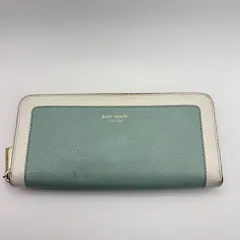 kate spade NEW YORK ケイトスペード ラウンドファスナー長財布 バイカラー ミントグリーン×ホワイト レザー レディースウォレット