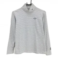 キャロウェイ 長袖ハイネックシャツ 白×ネイビー ボーダー レディース S ゴルフウェア Callaway