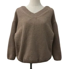 アズールバイマウジー AZUL by moussy セーター ニット プルオーバー Vネック リブ モール 無地 長袖 M 茶 ブラウン
