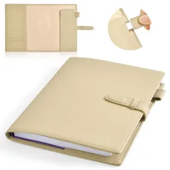 厚手手帳対応 2冊収納 リングノート対応 A5判 レザー 大学ノート 手帳カバー ブックカバー A5 A5 カード収納 ペンホルダー付き ノートカバー 手帳式 ハードカバー Wasenn アーモンド