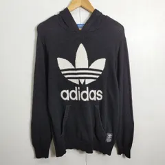adidas originals アディダス オリジナルス  ニット パーカー 長袖 プルオーバー KNIT TREFOIL HOODIE トレフォイル ロゴ L ブラック系 B835