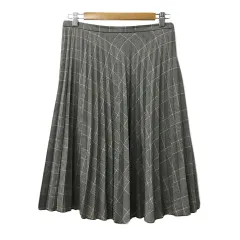 リフレクト Reflect スカート プリーツ ひざ丈 チェック 42 グレー 黒 ブラック
