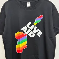 新品 ライブエイド LIVE AID ミュージックTシャツ バンドTシャツ メンズ Lサイズ XLサイズ 半袖 バンティー ブラック 黒T プリント ロック グランジ メタル 古着風 ユーズド風 キムタク 斬新 珍しい 夏物 夏服 クイーンのサムネイル