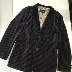 BURBERRY BLACK LABEL　バーバリーブラックレーベル　テーラードジャケット　裏地　ノバチェック　ベロア　ストライプ　ブラック　Lサイズ　L1903