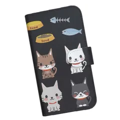 手帳型 スマホケース 猫 動物 ねこ さかな 足跡 614