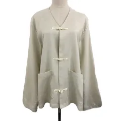 カスタネ Kastane ジャケット ノーカラー シングル チャイナボタン 無地 長袖 F ベージュ