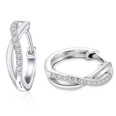 アクセサリー プレゼント おしゃれ シンプル 18金メッキ お誕生日 シルバー925 リング フープピアス ホワイトデー ツイスト 金属アレルギー対応 最高級ジルコニア 母の日 人気 レディース ピアス