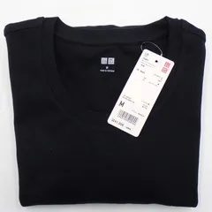 送料無料 未使用品 UNIQLO ユニクロ コンパクトコットン クルーネックT 長袖 ブラック 黒 サイズM レディース 衣類#15649
