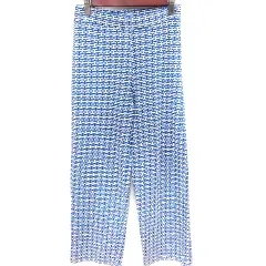 ザラ ZARA パンツ ニット ロング 総柄 S 青 ブルー 白 ホワイト /RT