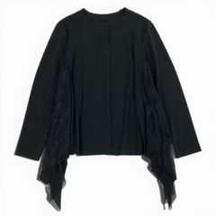 75b27 TOKUKO 1er VOL トクコプルミエヴォル ロングスリーブ カーディガン サイドレース切替  ストレッチ レディース 女性服 サイズ9 ブラックu02t 1希少未使用級 TOKUKO 1er VOL トクコプルミエヴォル カーディガン