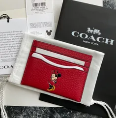 COACH×Disney コーチ ディズニー ミニー カードケース  パスケース CR375 レザー 赤 ★