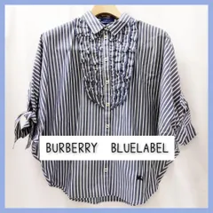 BURBERRY BLUE LABEL トップス シャツ 半袖シャツ 38 ブルー ストライプ レディース バーバリーブルーレーベル