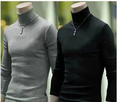 インナーシャツ トレーナー メンズ スリム 肌着 無地 カットソー ストレッチ ハイネック 秋 冬 期間限定セール#angel131125