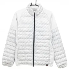 ニューバランスゴルフ 中綿ジャケット 白×グレー ロゴ総柄 ダブルジップ メンズ 4(M) ゴルフウェア New Balance