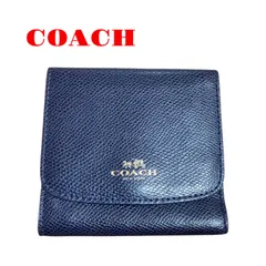 コーチ　折りたたみ財布　3つ折り財布　ネイビー