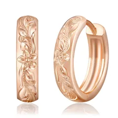 KRKC&CO フープピアス ハワイアンジュエリー メンズピアス 15mm プルメリア 彫り リングぴあす 両耳 金属アレルギー対応 14金メッキ 18G シルバーピアス 男女兼用 シンプル おしゃれ