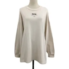 ページボーイ PAGE BOY カットソー Tシャツ プルオーバー ラウンドネック 刺繍 プリント ロゴ オーバーサイズ 長袖 F ベージュ ピンク