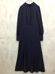 美品 NATURAL BEAUTY BASIC ナチュラルビューティーベーシック 017-2240951 ジャガードマーメイド ワンピース sizeS/紺 ■■ レディース