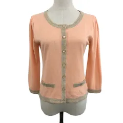 ビス ViS カーディガン ニット ラウンドネック ラメ 長袖 ピンク オレンジ