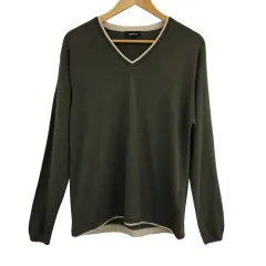 コムサイズム COMME CA ISM セーター ニット プルオーバー Vネック 無地 長袖 L 茶 ベージュ ブラウン