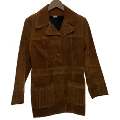 レザージャケット　スエード　無地　フルボタン　古着　/1980