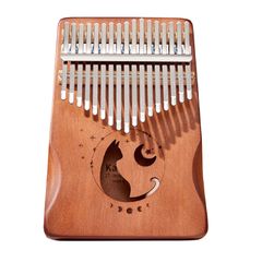 ほぼ新品、スミヤカ 箱型カリンバ 猫 透かし彫り 木製猫柄カリンバ